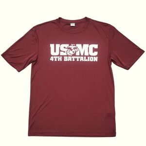 Marine Corps 4th Battalion (Dry Fit) Large Front and Back Logo Tee
